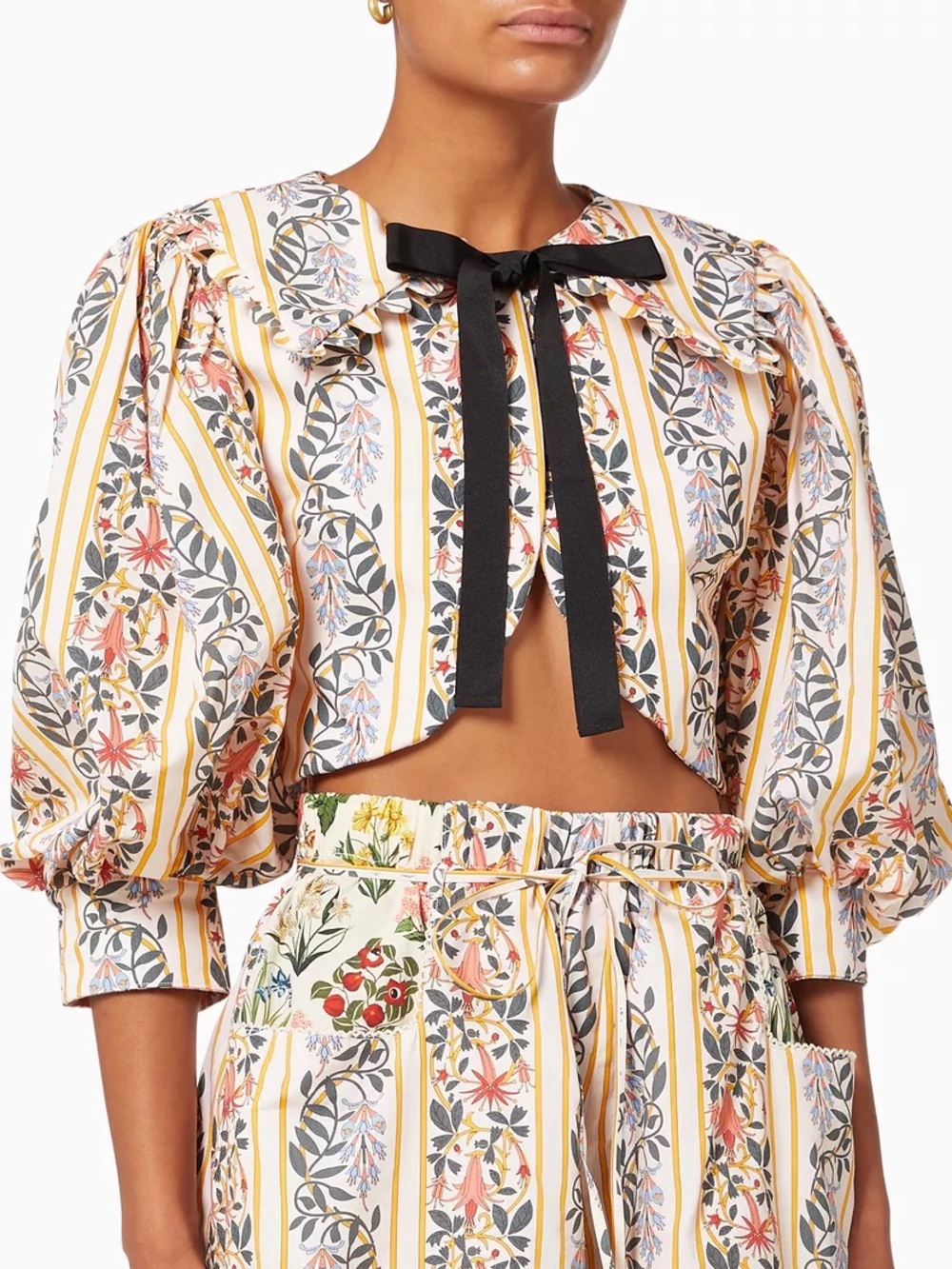 Agua by Agua Bendita Floral Stripe Blouse M